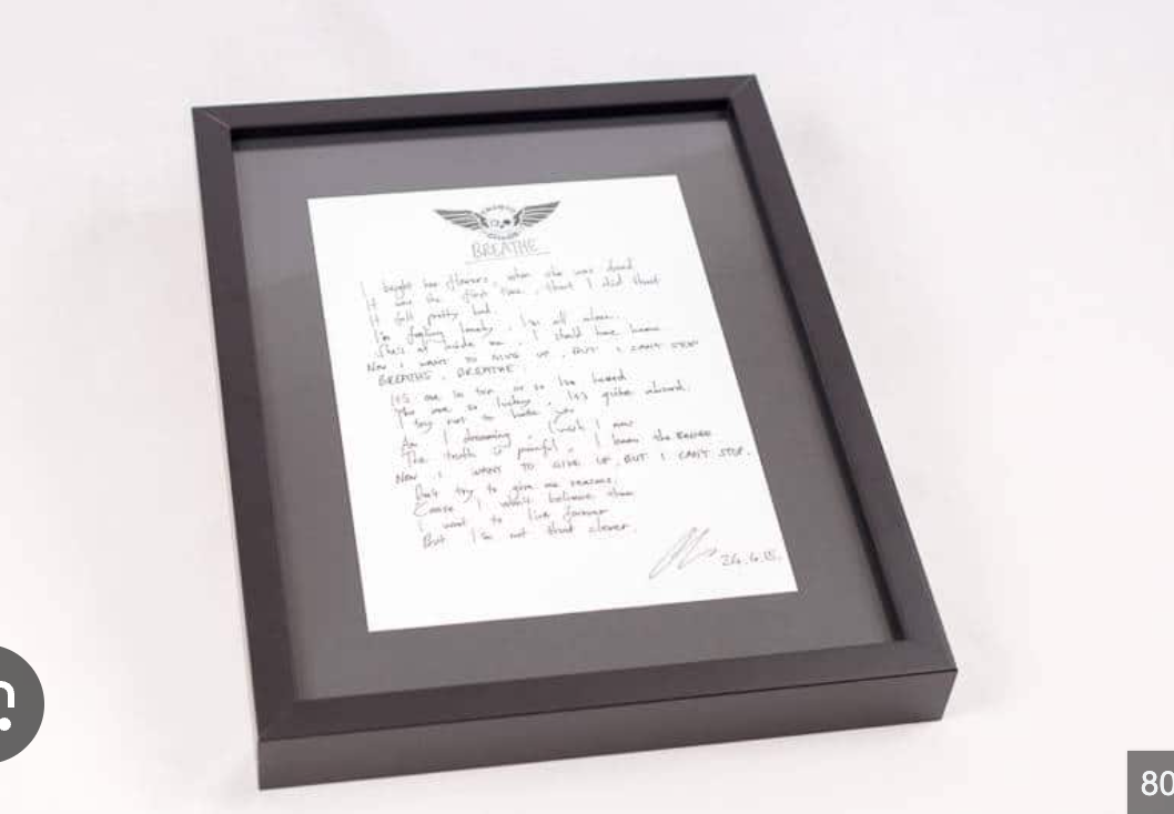 Signed Hand Written Lyrics [ of your favourite song ]